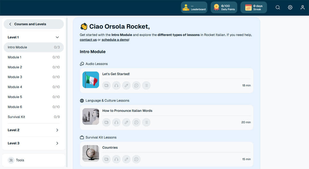 Rocket Italian Reviews 2024 dashboard level 1